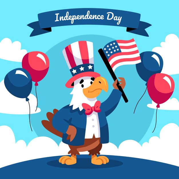 Dibujado a mano el 4 de julio - ilustración del día de la independencia