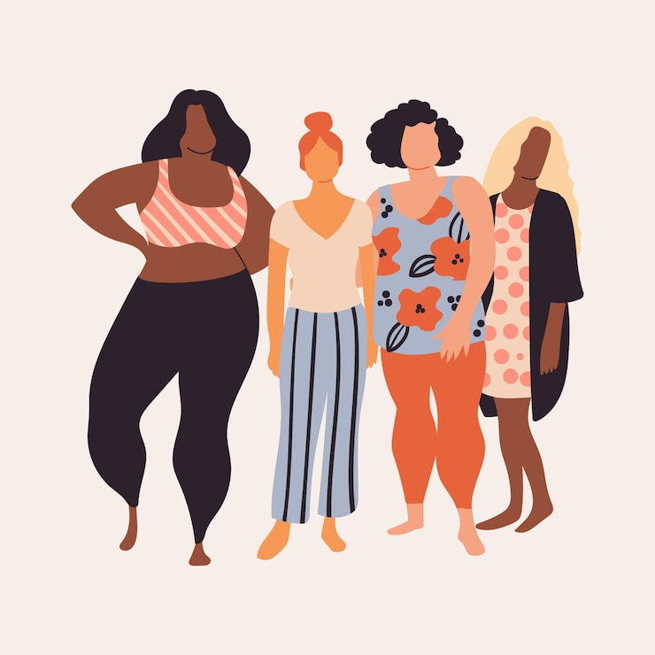 Vector gratuito dibujado a mano abstracto grupo de mujeres