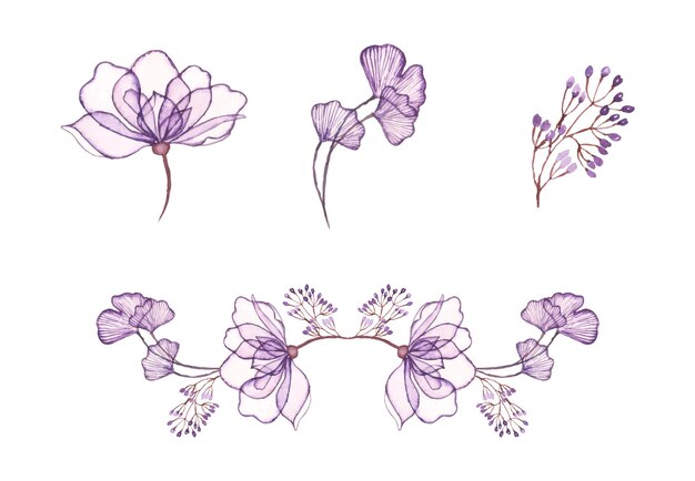 Dibujado a mano acuarela arte floral