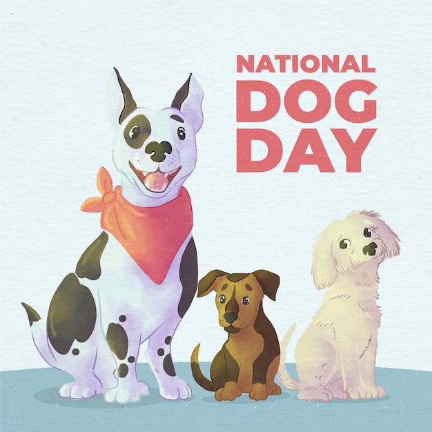 Vector gratuito dibujado a mano acuarela ilustración del día nacional del perro