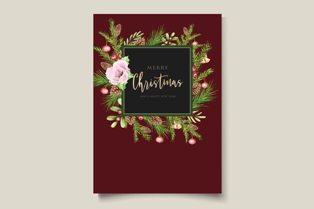 dibujado a mano acuarela navidad floral y hojas