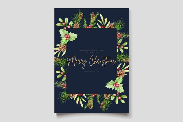dibujado a mano acuarela navidad floral y hojas