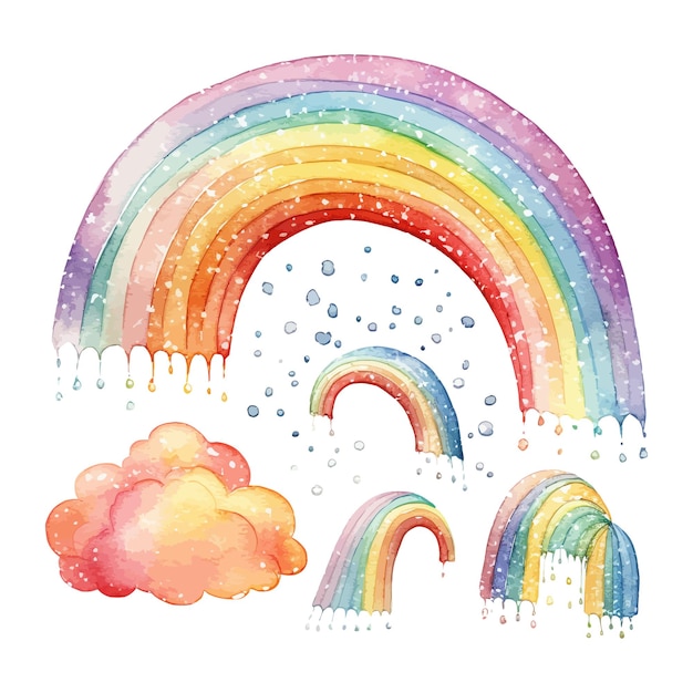 Dibujado a mano acuarela pastel color arco iris clipart