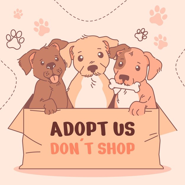 Dibujado a mano adoptar una ilustración de perro