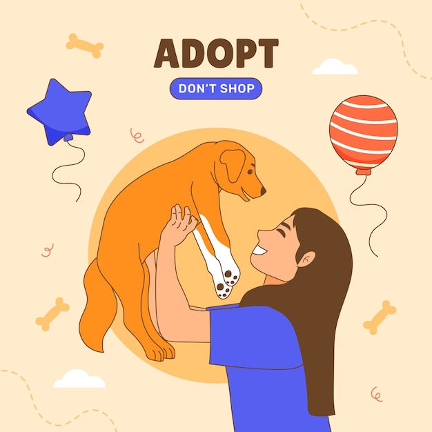 Vector gratuito dibujado a mano adoptar una ilustración de perro