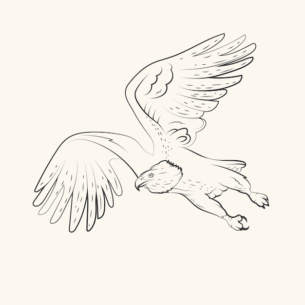 Vector gratuito dibujado a mano águila volando dibujo ilustración