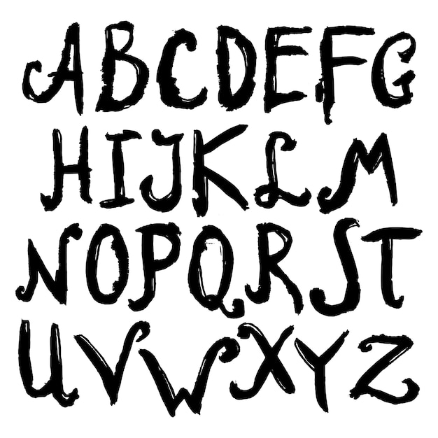 Dibujado a mano alfabeto negro