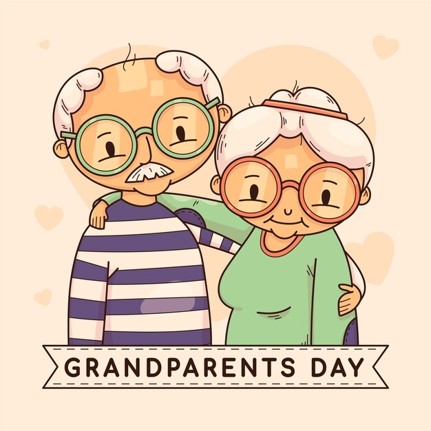 Dibujado a mano ancianos abrazando ilustración