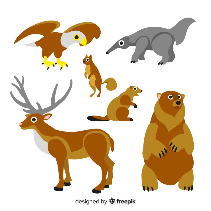 Vector gratuito dibujado a mano animales del bosque otoñal