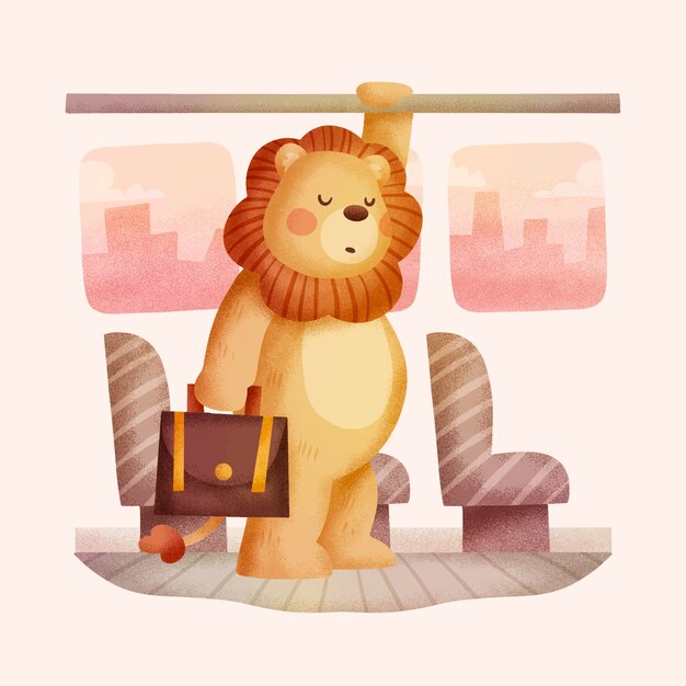 Dibujado a mano animales salvajes haciendo ilustración de actividades humanas