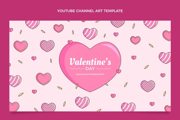 Dibujado a mano arte del canal de youtube del día de san valentín
