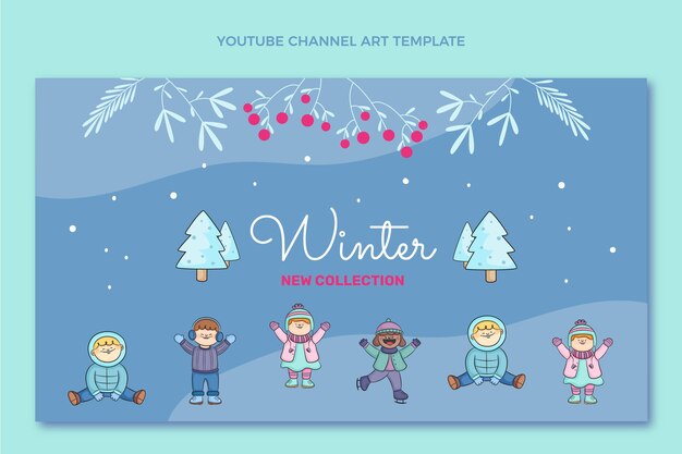 Dibujado a mano arte del canal de youtube de invierno