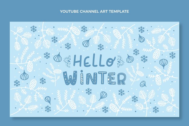 Dibujado a mano arte del canal de youtube de invierno