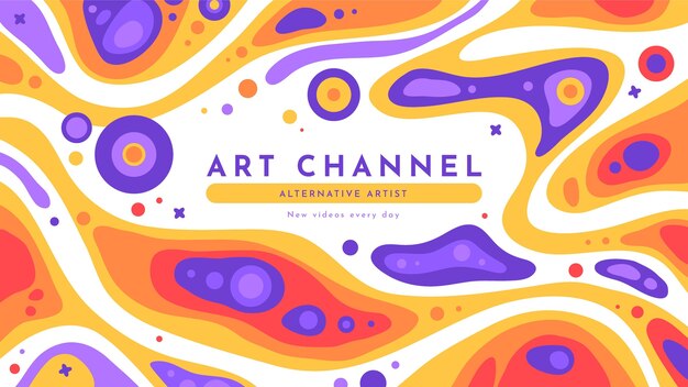 Dibujado a mano arte de canal de youtube psicodélico maravilloso plano
