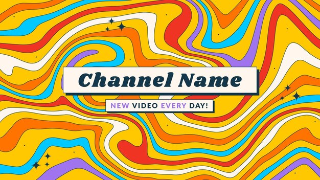 Dibujado a mano arte de canal de youtube psicodélico maravilloso plano