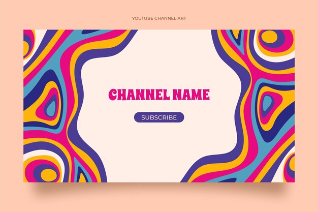 Dibujado a mano arte de canal de youtube psicodélico maravilloso plano