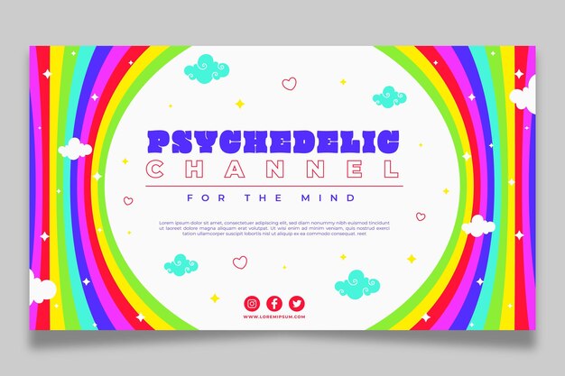 Dibujado a mano arte de canal de youtube psicodélico maravilloso plano