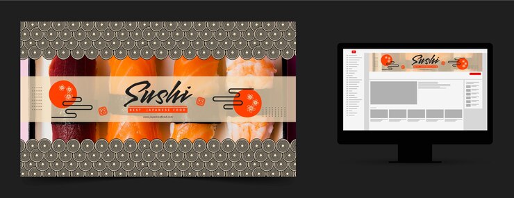 Vector gratuito dibujado a mano arte del canal de youtube de restaurante de comida sabrosa