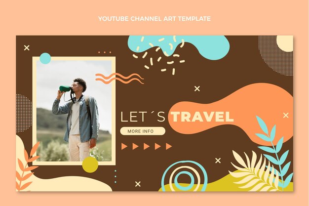 Dibujado a mano arte del canal de youtube de viajes