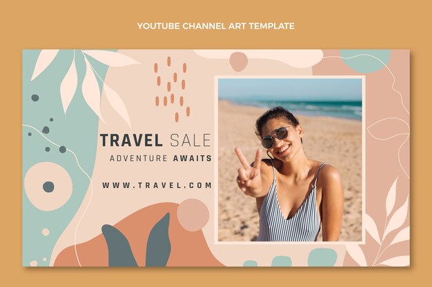 Dibujado a mano arte del canal de youtube de viajes