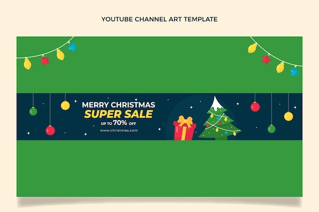 Dibujado a mano arte plano del canal de youtube de navidad
