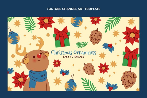 Dibujado a mano arte plano del canal de youtube de navidad