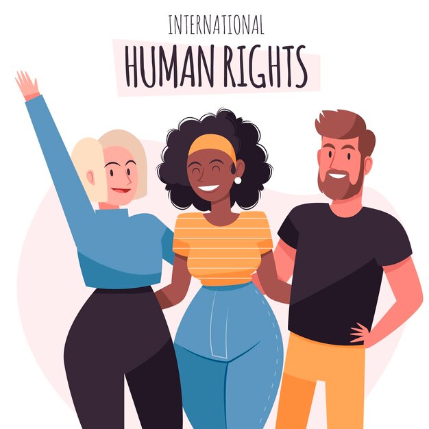 Dibujado a mano ayudando a las personas día de los derechos humanos
