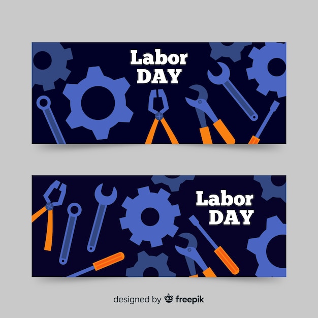 Vector gratuito dibujado a mano banners de día de trabajo de estados unidos