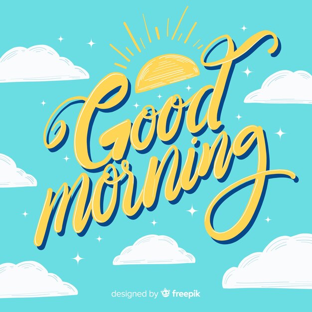 Dibujado a mano buenos días fondo de letras