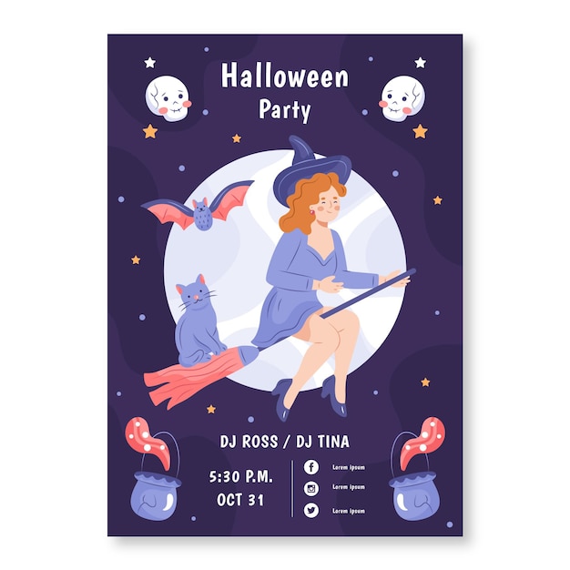 Dibujado a mano cartel de fiesta de halloween ilustrado