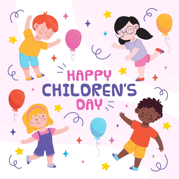 Vector gratuito dibujado a mano la celebración del día de los niños