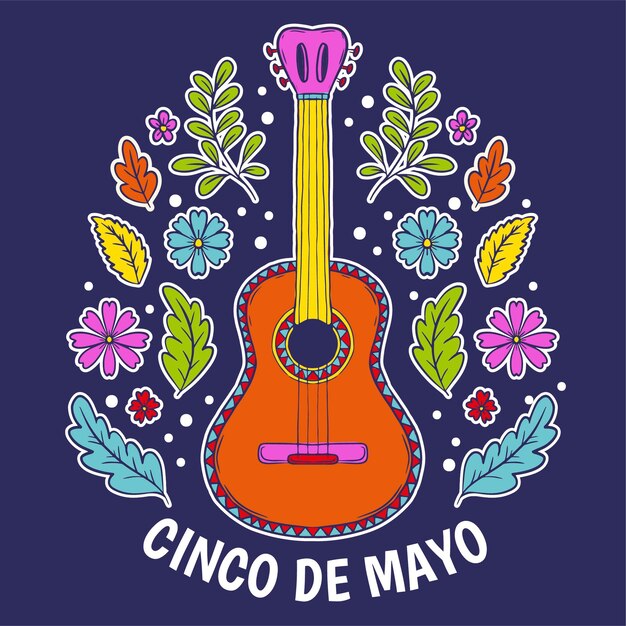 Dibujado a mano cinco de mayo ilustración