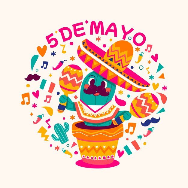 Dibujado a mano cinco de mayo ilustración