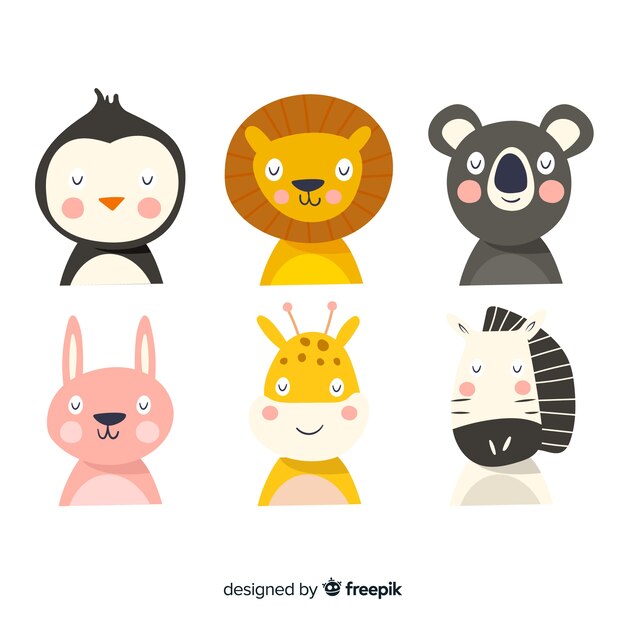 Dibujado a mano colección animal lindo
