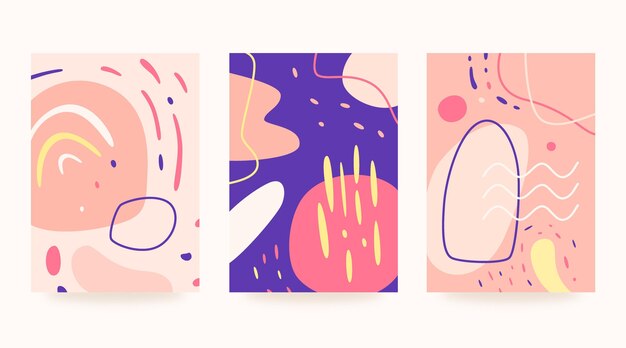 Dibujado a mano colección de cubiertas minimalistas dibujadas a mano