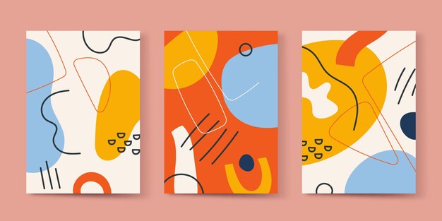 Dibujado a mano colección de cubiertas minimalistas dibujadas a mano