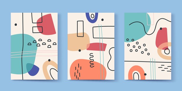 Dibujado a mano colección de cubiertas minimalistas dibujadas a mano