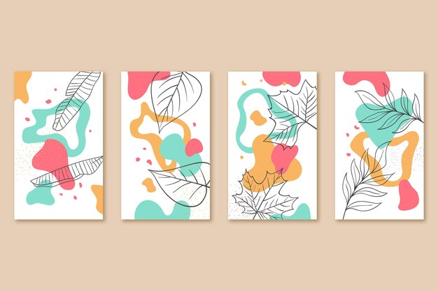 Dibujado a mano colección de cubiertas minimalistas dibujadas a mano