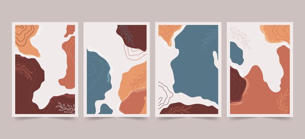 Dibujado a mano colección de cubiertas minimalistas dibujadas a mano