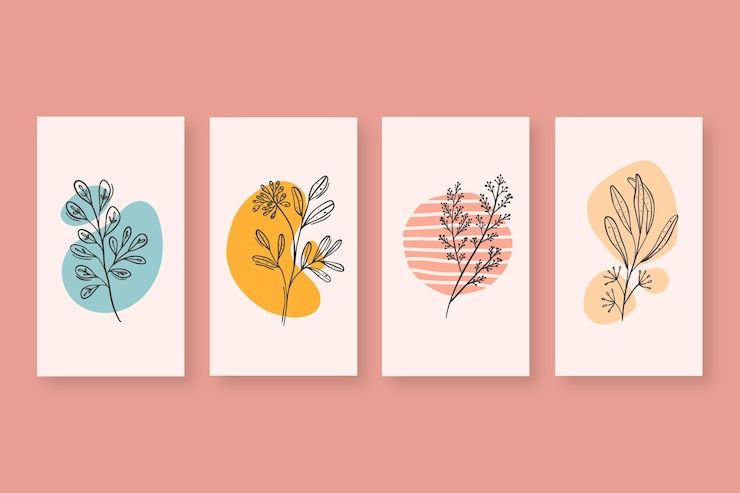Vector gratuito dibujado a mano colección de cubiertas minimalistas dibujadas a mano