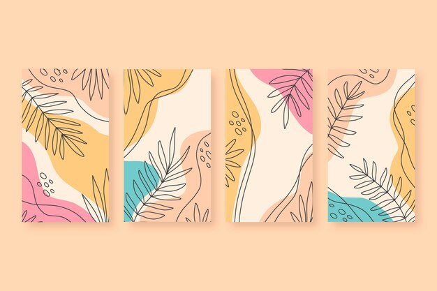 Dibujado a mano colección de cubiertas minimalistas dibujadas a mano