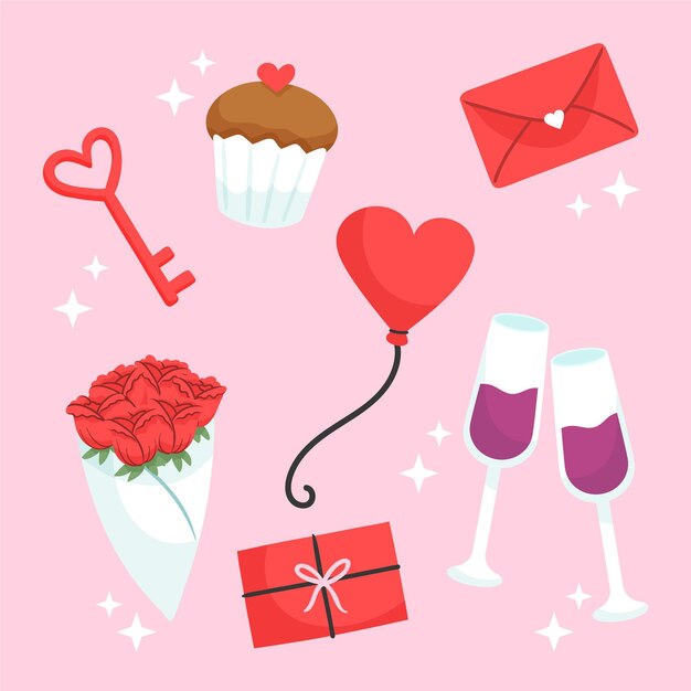 Dibujado a mano colección de elementos de san valentín