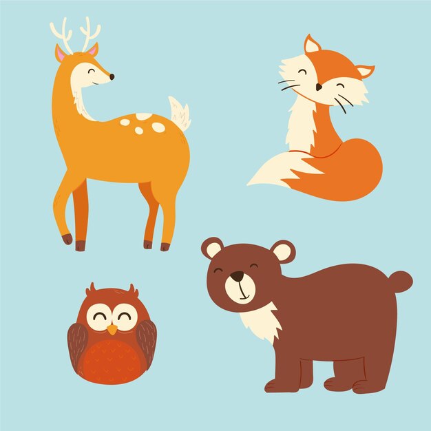 Dibujado a mano colección otoño animales fost