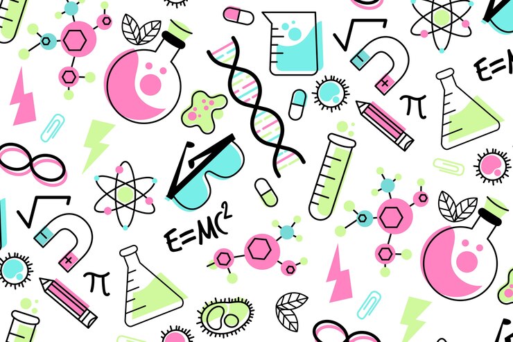 Vector gratuito dibujado a mano colorido fondo de educación científica