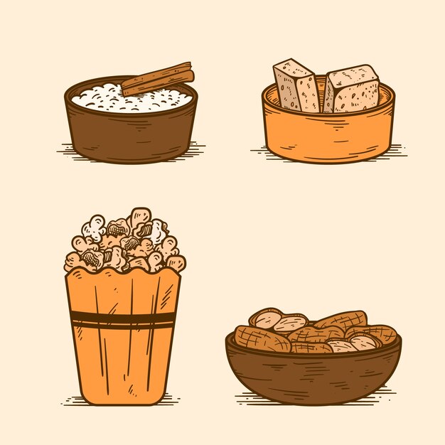 Dibujado a mano comida junina comida ilustración