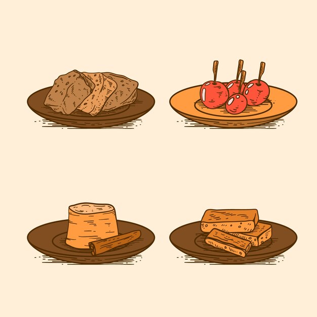 Dibujado a mano comida junina comida ilustración