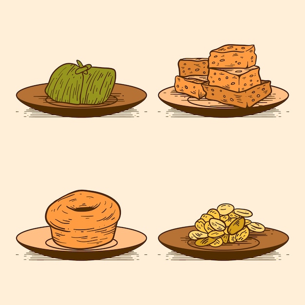 Vector gratuito dibujado a mano comida junina comida ilustración