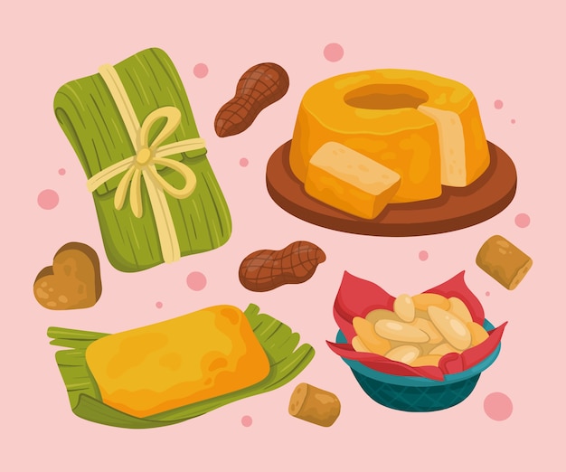 Dibujado a mano comida junina comida ilustración