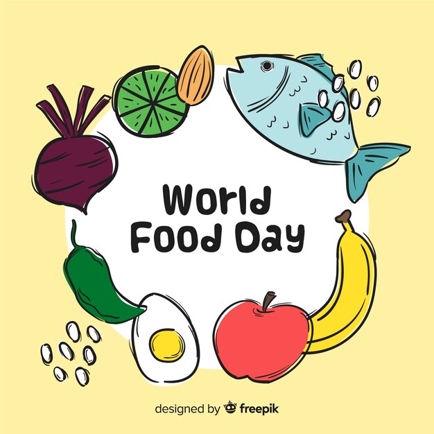 Dibujado a mano comida mundial da