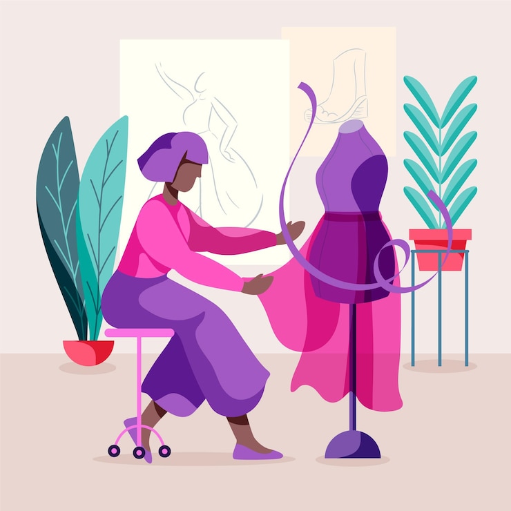 Vector gratuito dibujado a mano concepto de diseñador de moda